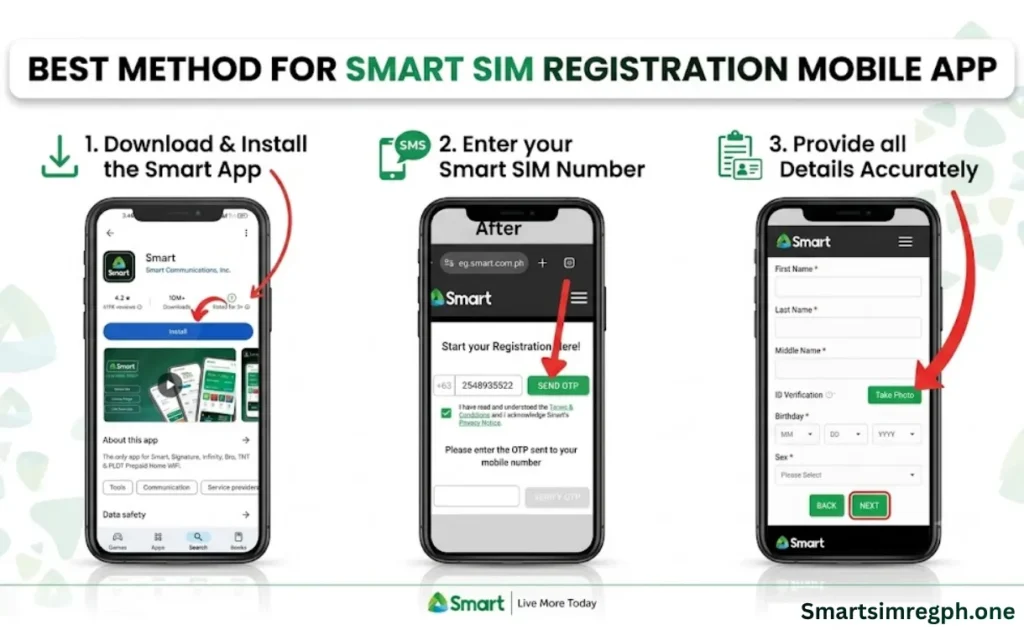 Easy method for smart sim registration mobile app